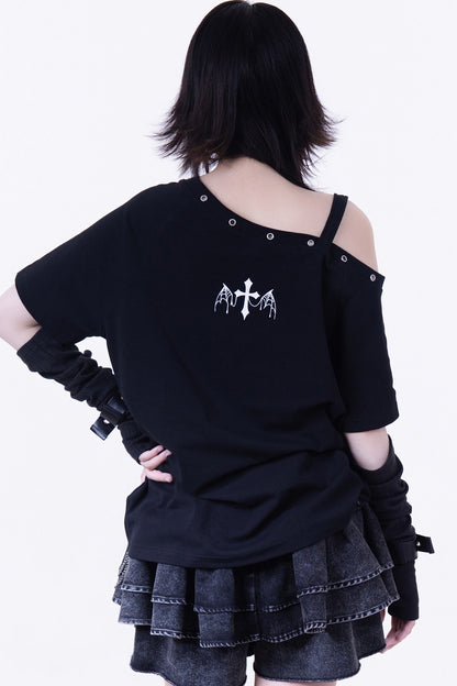 Loose One-Shoulder Camisole T-Shirt