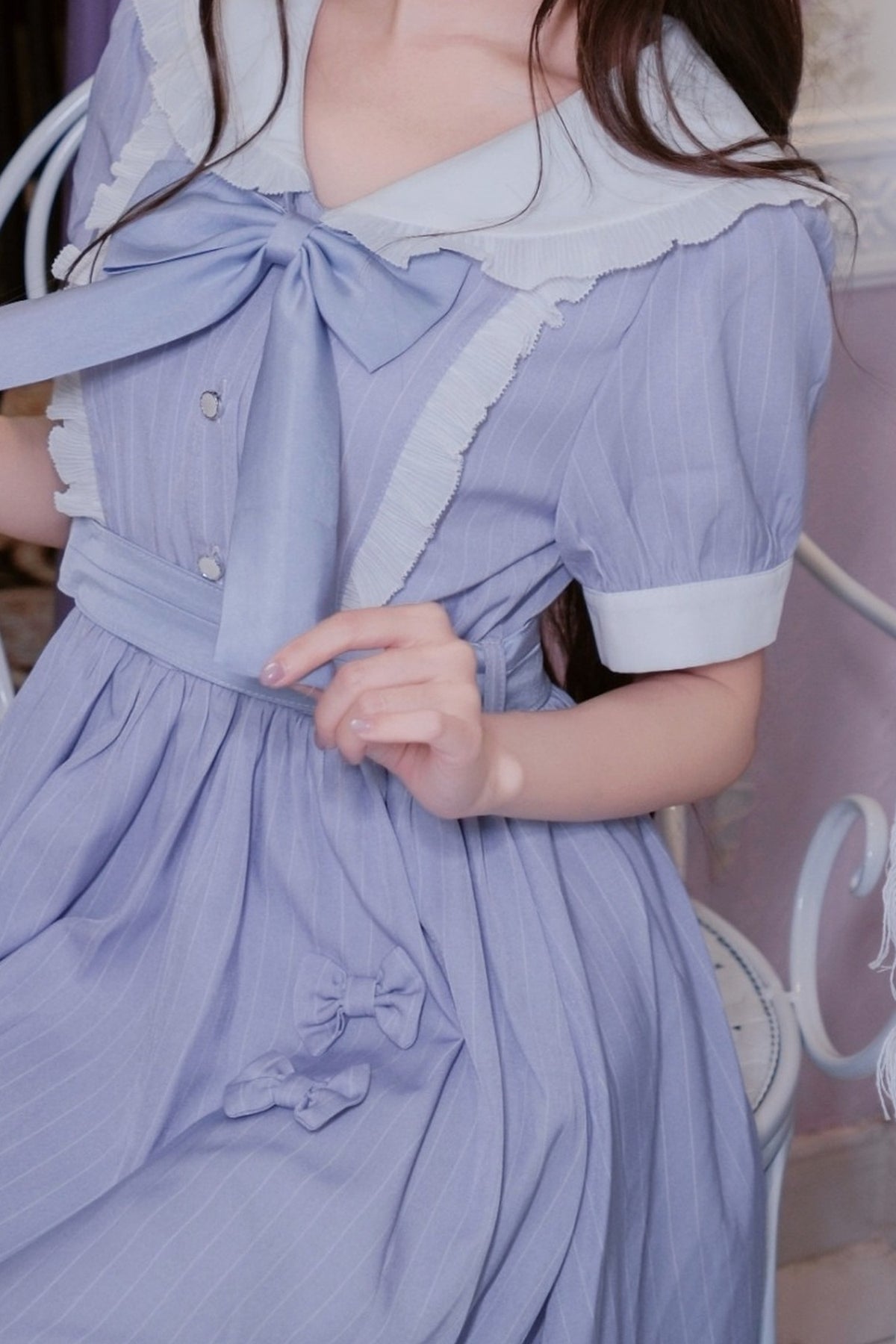 Purple Lace Stripes Academy Dress