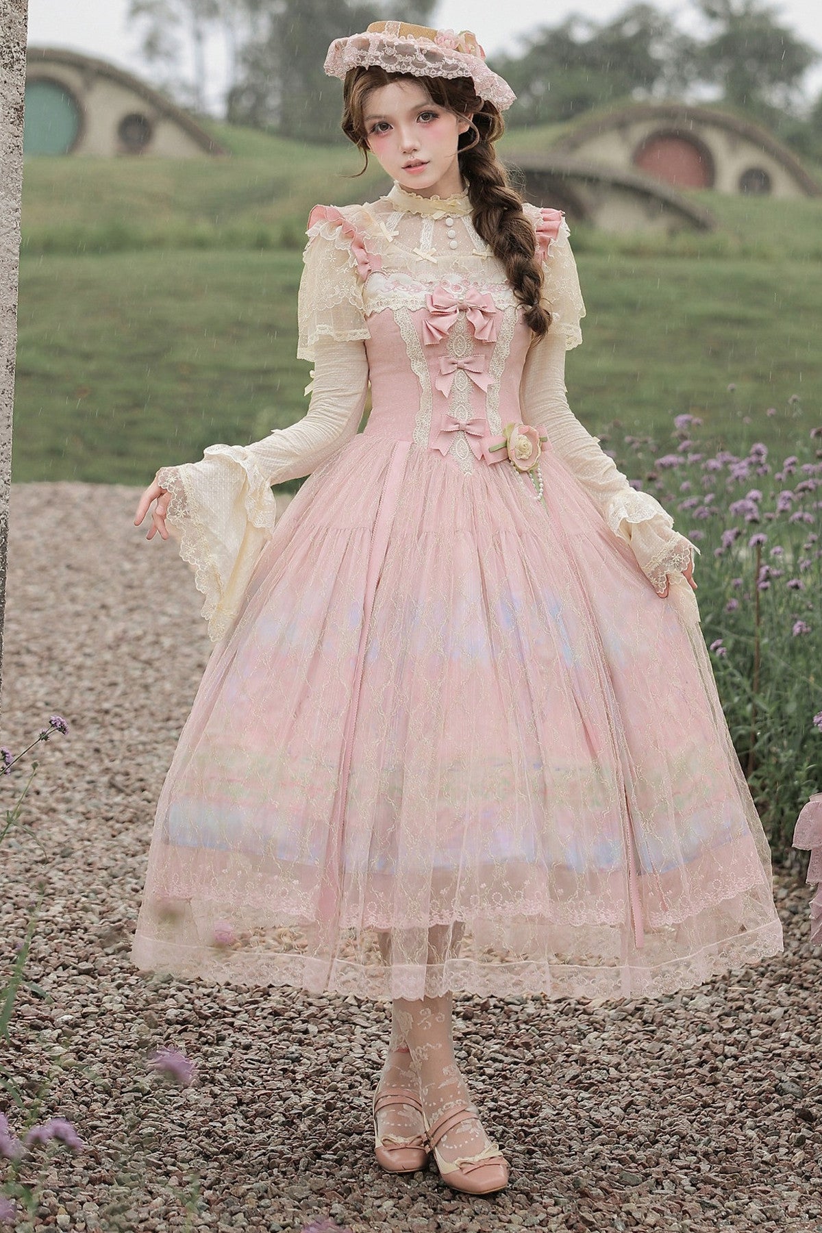 Ölgemälde-Lolita-JSK-Set mit hoher Taille