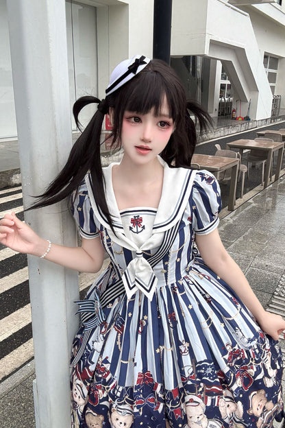 Navy Bear Sailor Collar Lolita Dress