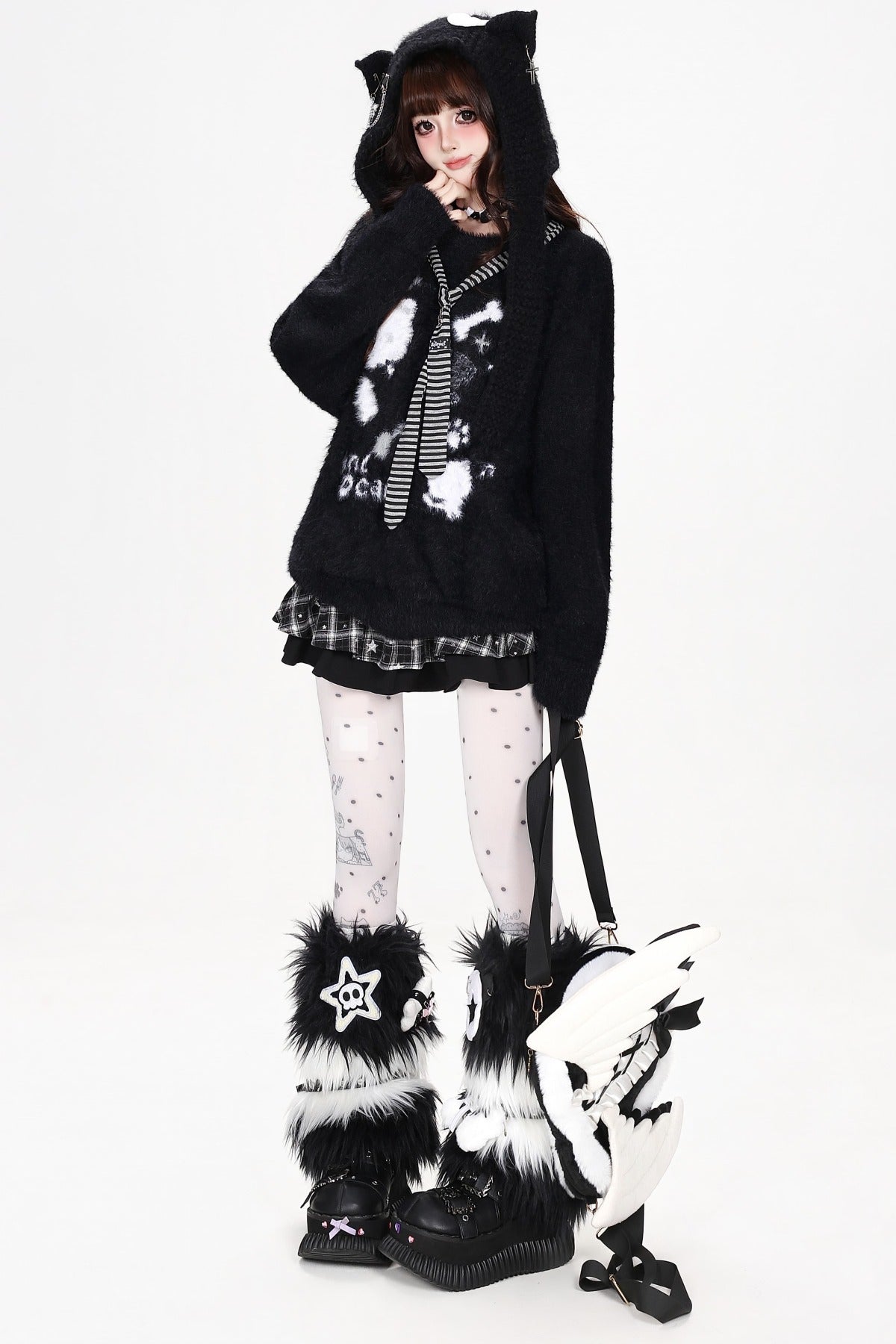 Cat Striped Pullover Sweater