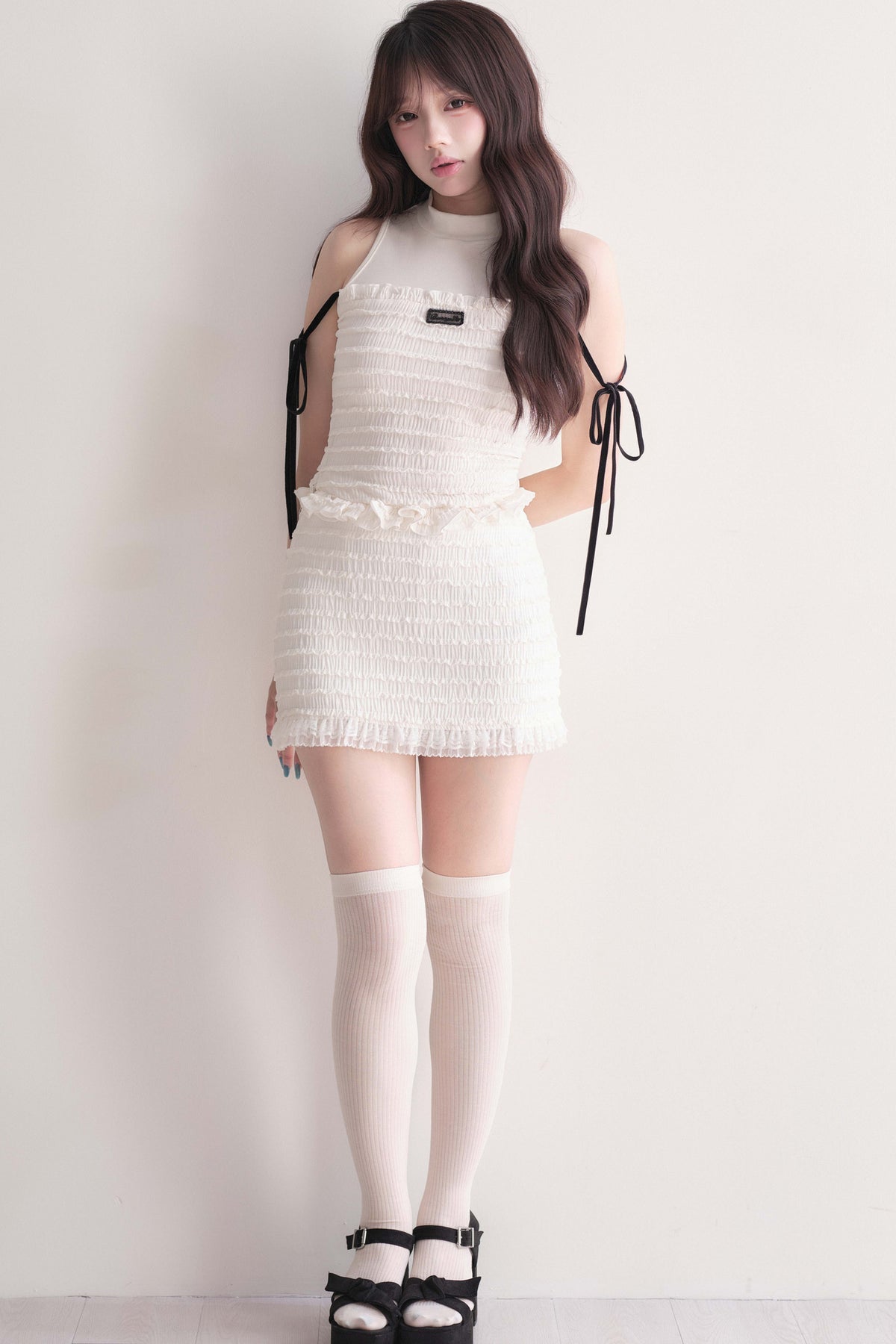 Sweet Ribbon Shirred Top & Skirt Set