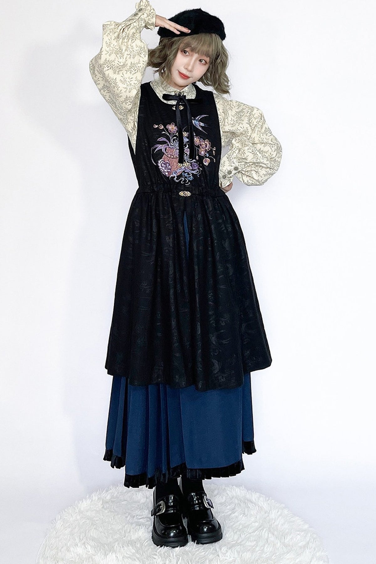 Floral Hanfu Puffy Dress Set