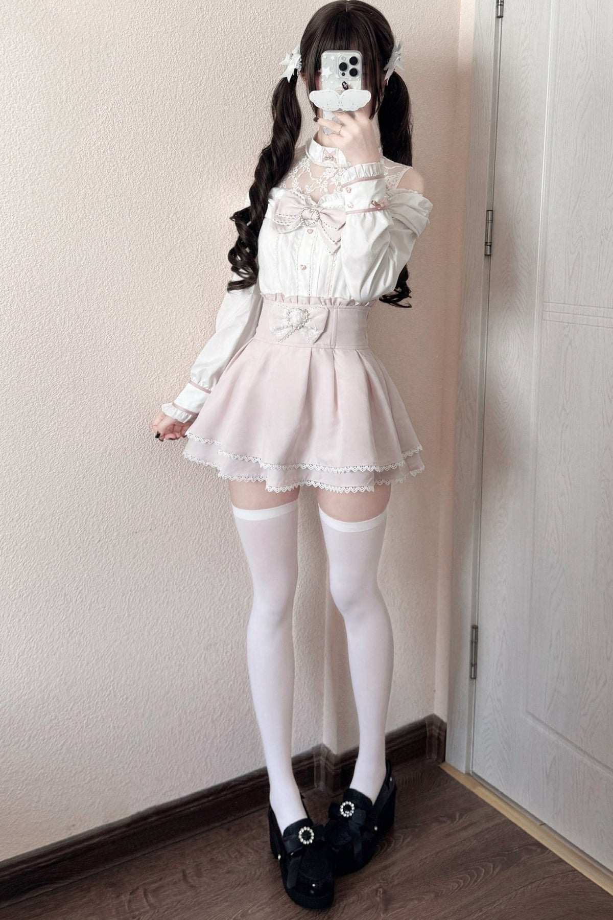 Japanese Lace Tencel Shirt And Skirt Set