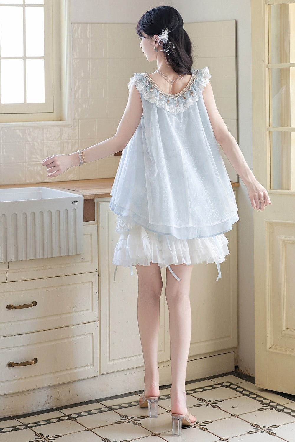 Aqua Coastal Han Element Top and Skirt Set