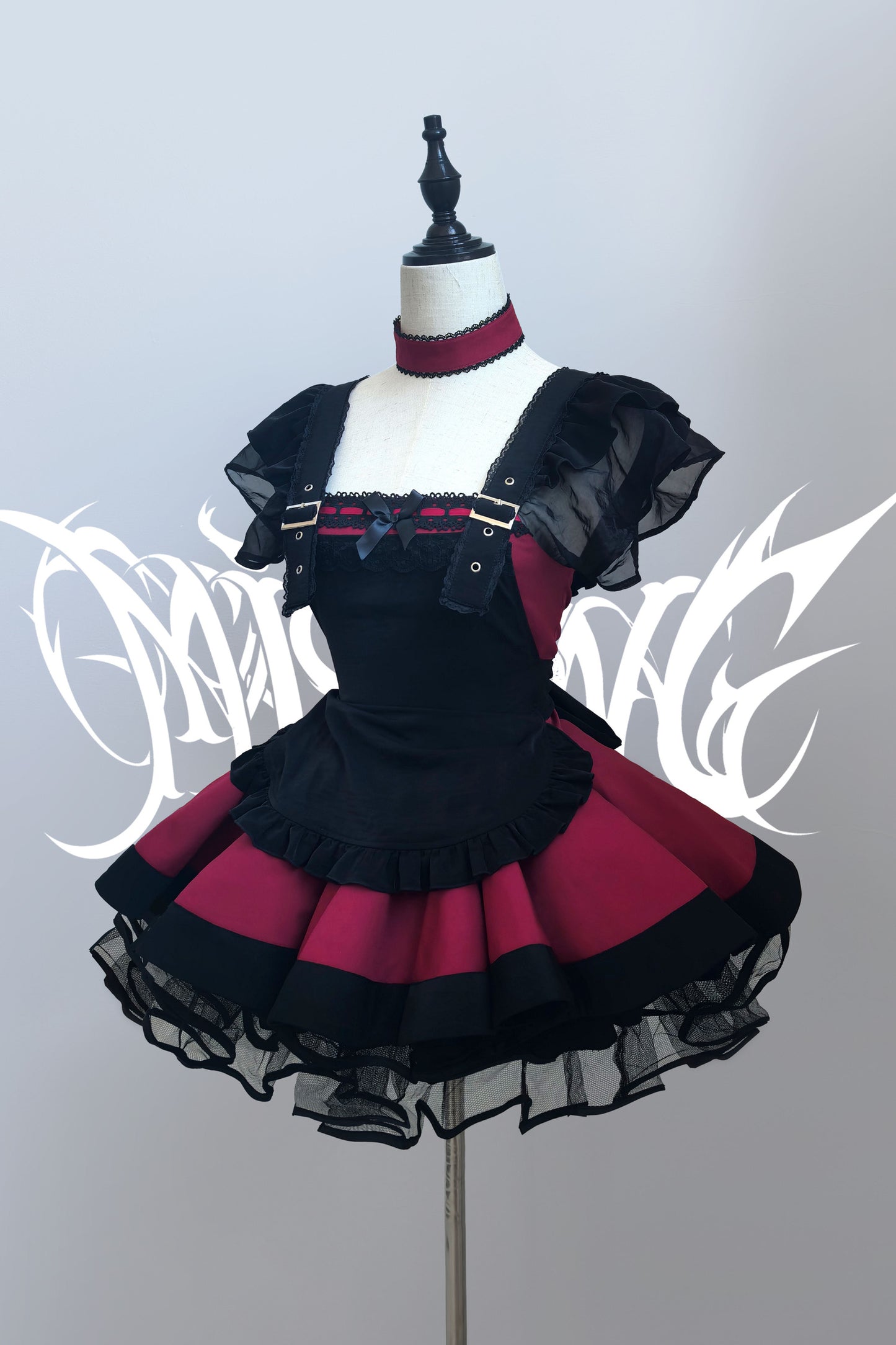 Striped Layered-Look Maid Dress