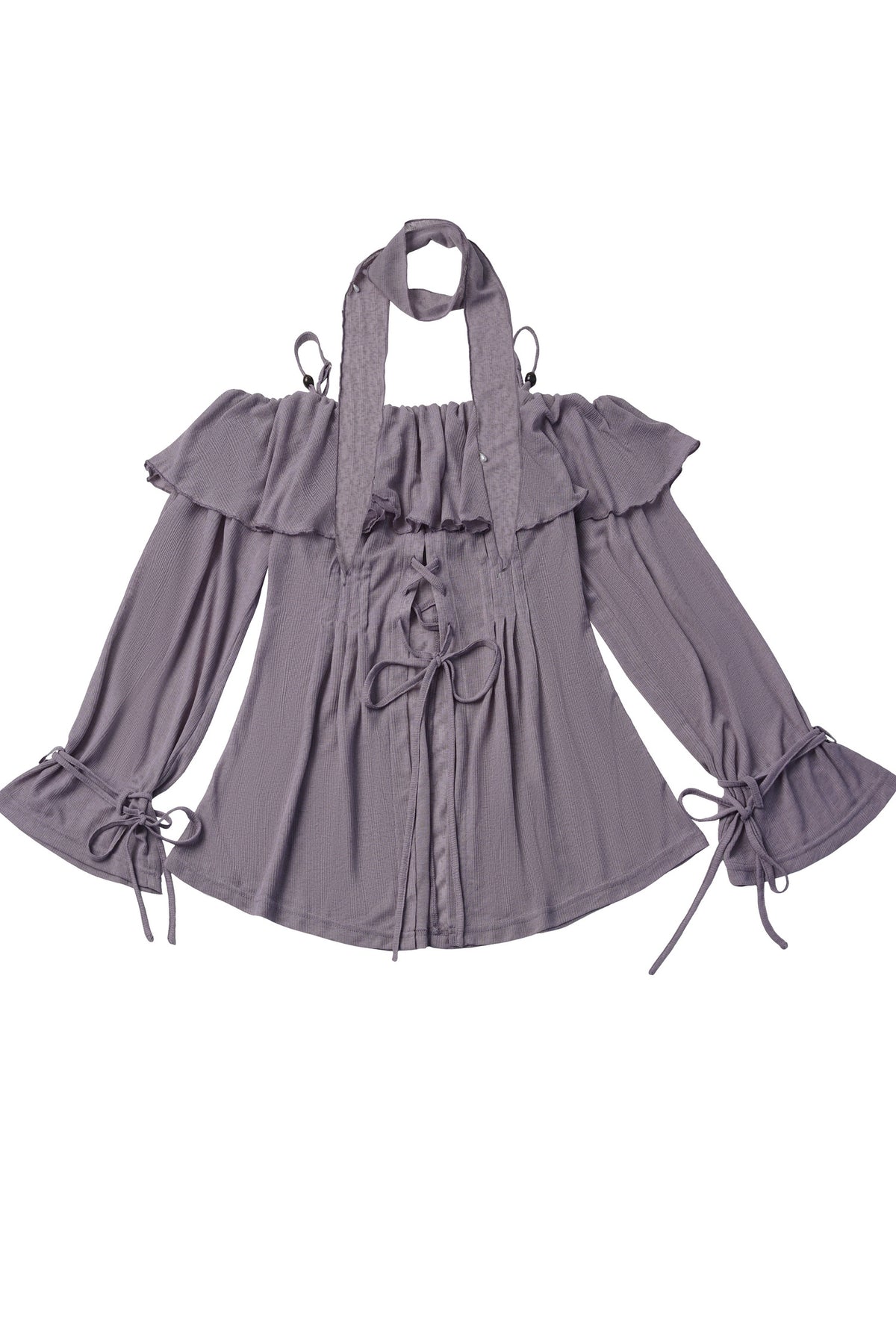 One-Line Tie-Up Knitted Cardigan and Suspender Dress Set-Up
