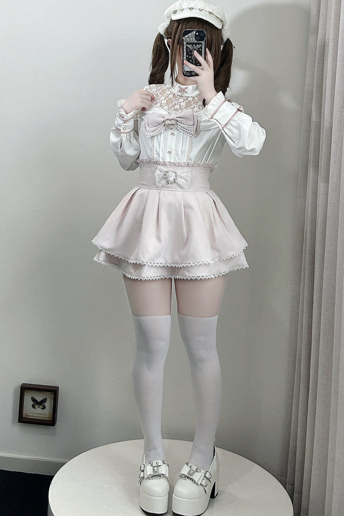 Japanese Lace Tencel Shirt And Skirt Set