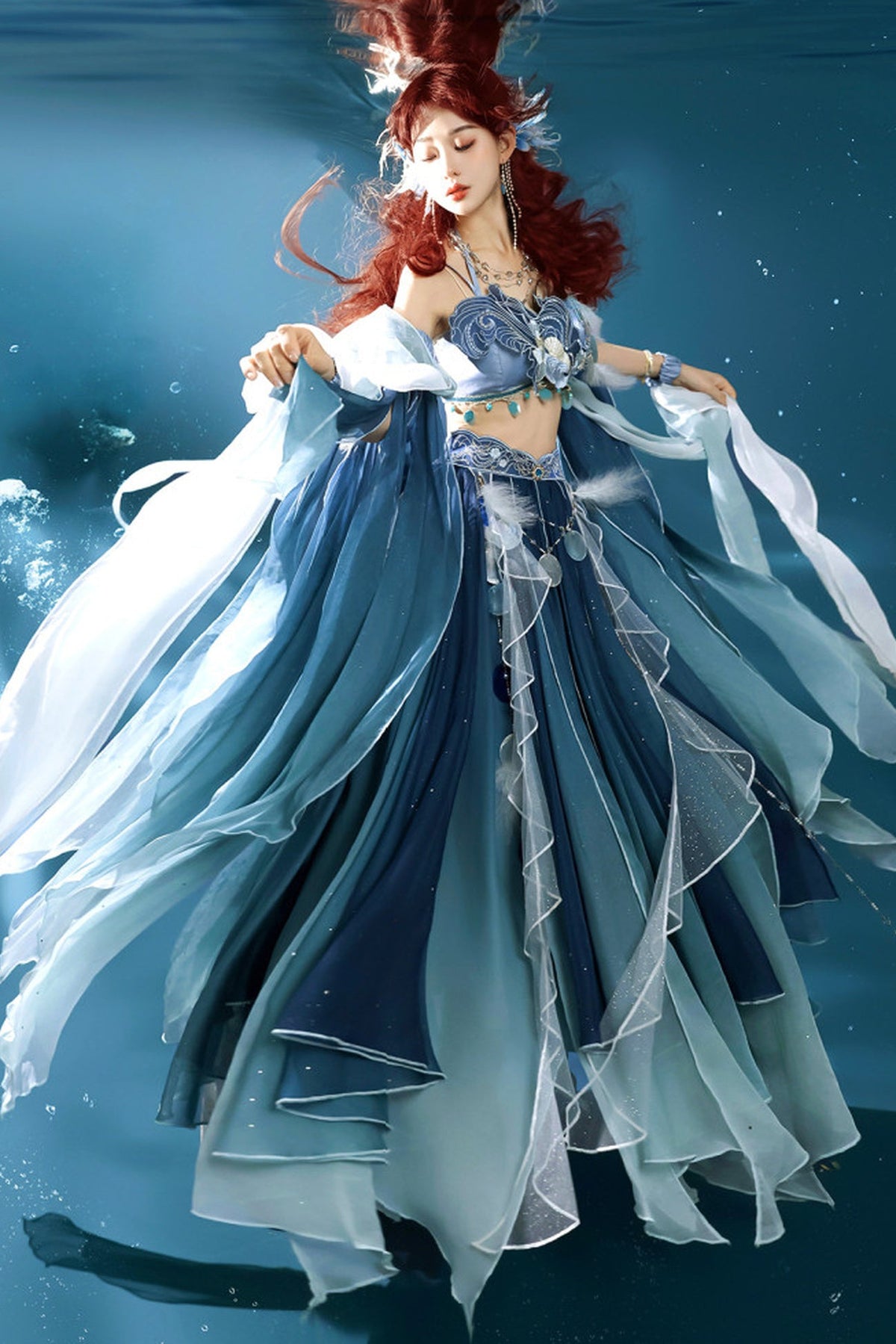 Exotic Mermaid Princess Hanfu Skirt and Camisole Set-Up