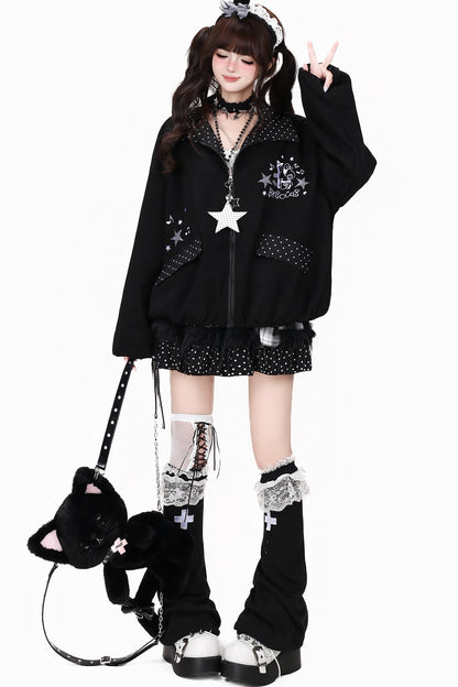 Reversible Polka Dot Lapel Jacket