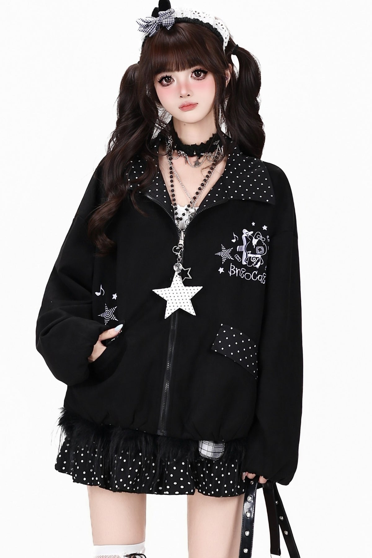 Reversible Polka Dot Lapel Jacket
