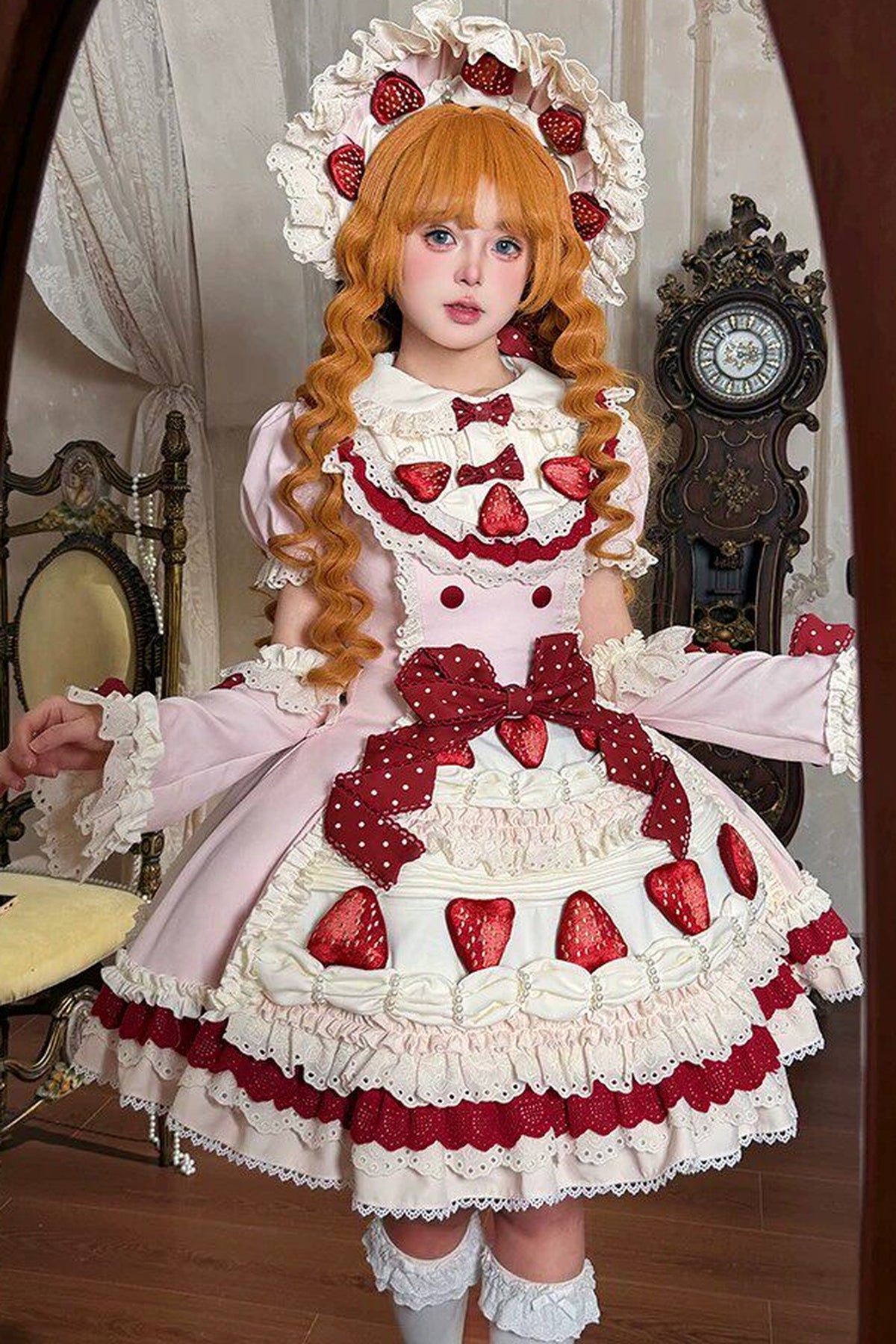 Robe lolita coupe ample gâteau aux fraises