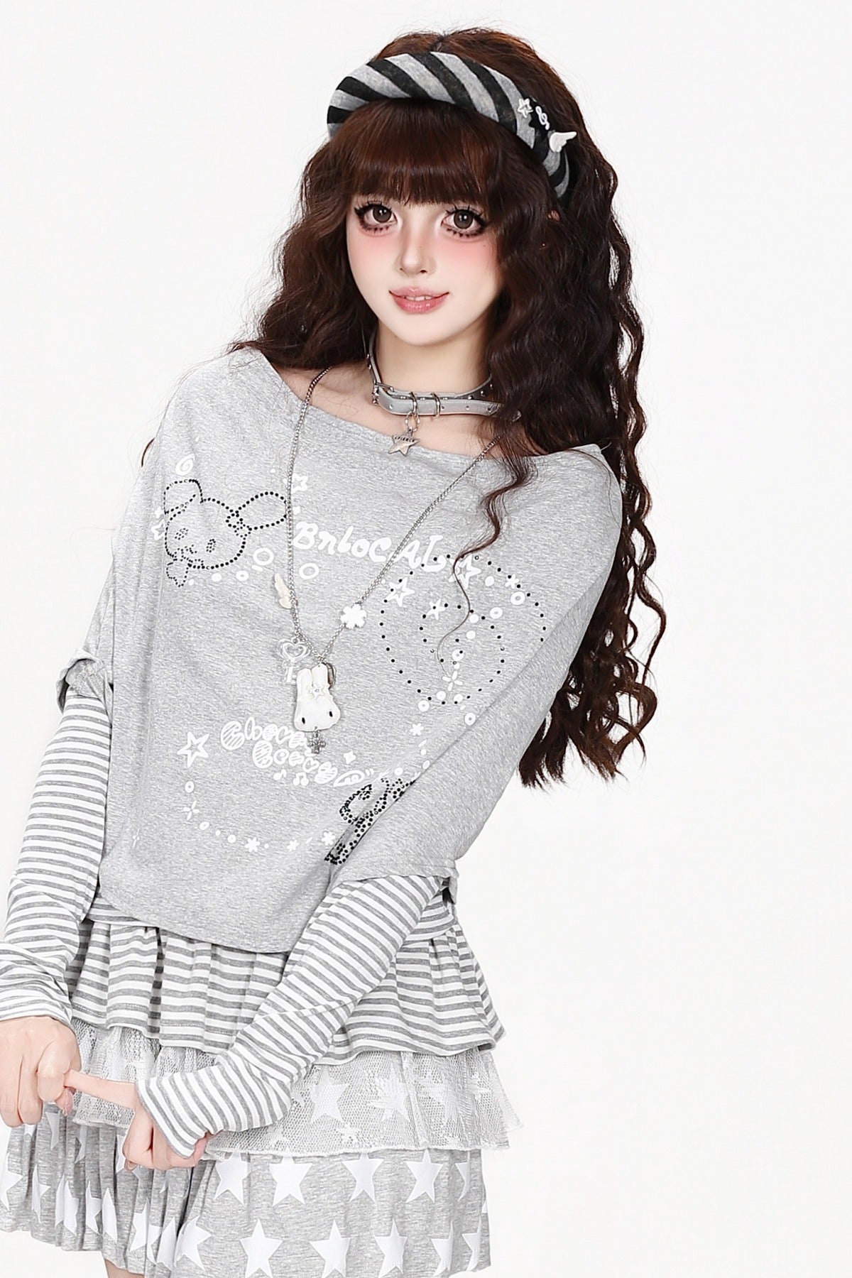 Langarm-T-Shirt im Lagenlook mit Streifen