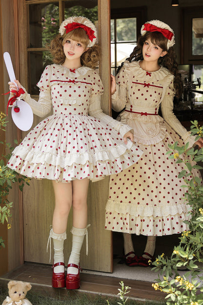 Cotton Polka Dot Print OP Dress Set-Up