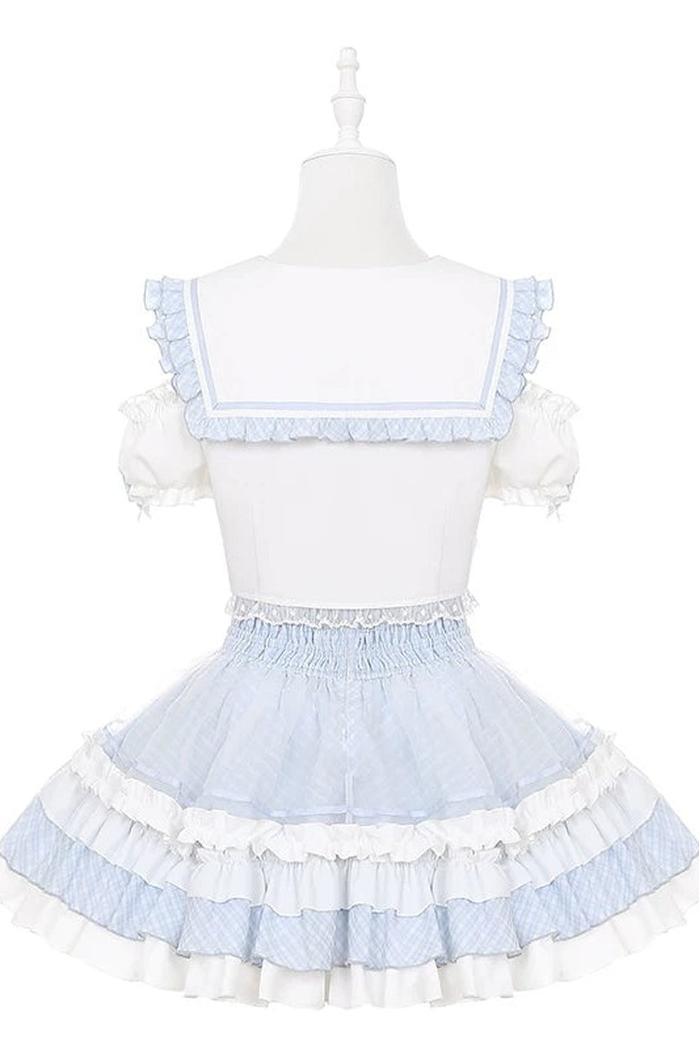 Aqua Off-Shoulder Top and Cake Skirt Set-Up