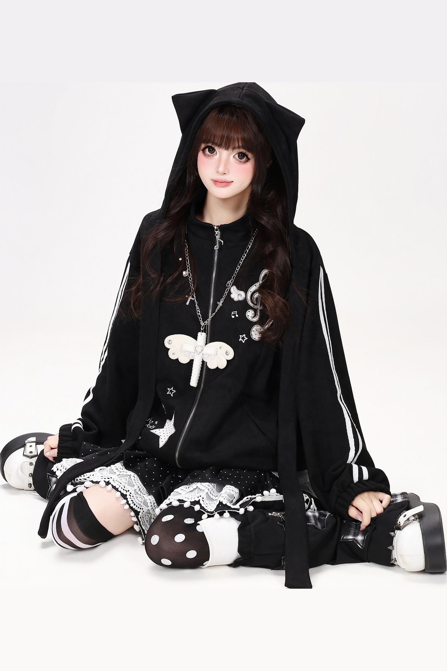 Detachable Cat Ear Faux Suede Jacket
