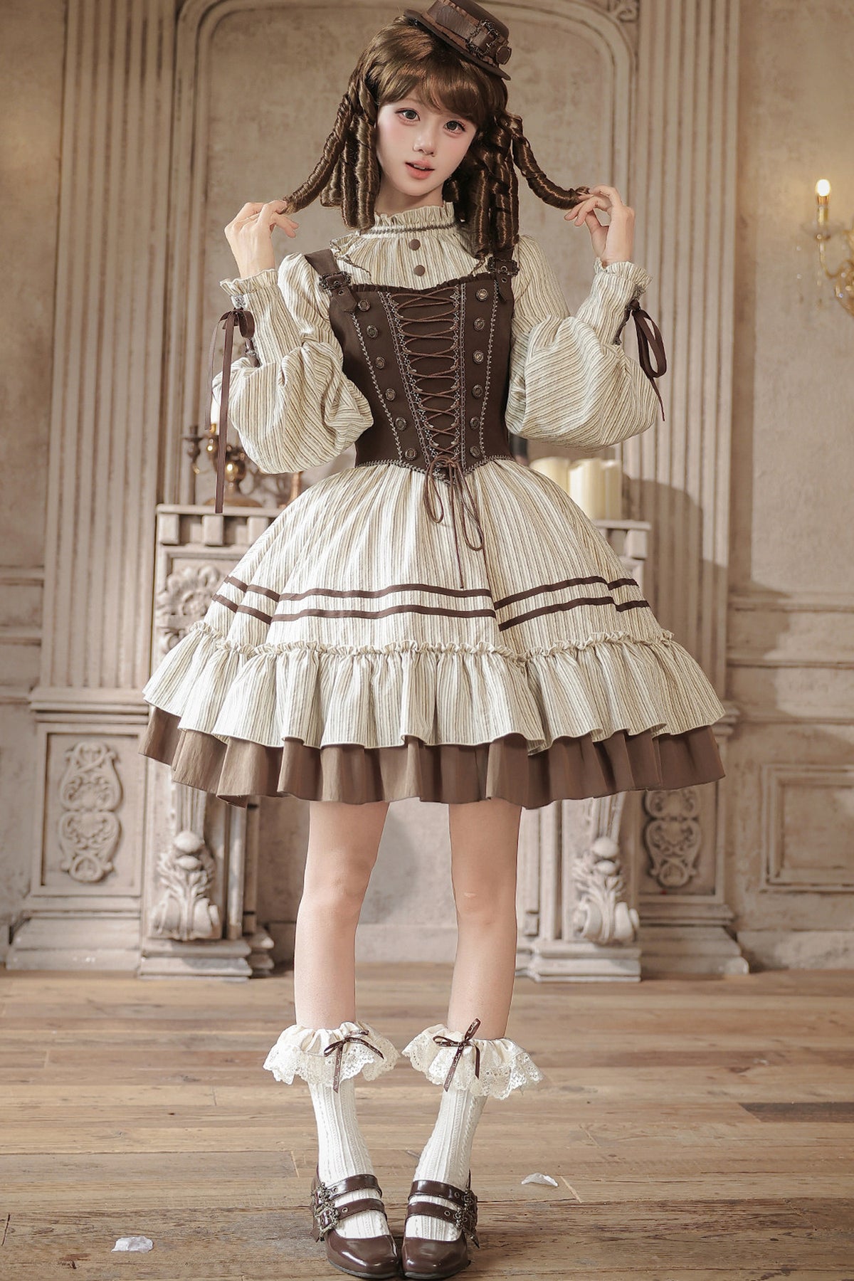 Gerüschtes Two-Way-Kleid mit Accessoire-Set