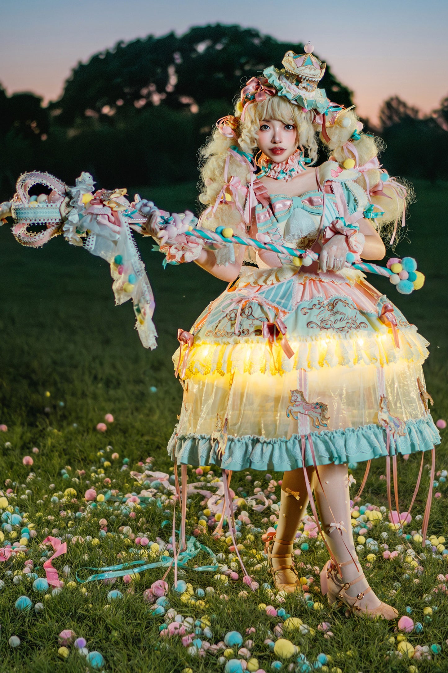 Glänzendes Prinzessinnenkleid und Shorts-Set