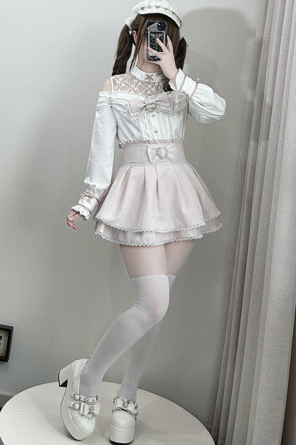 Japanese Lace Tencel Shirt And Skirt Set