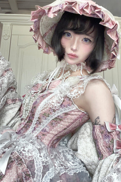 Detachable Sleeve Floral Lolita Dress Set
