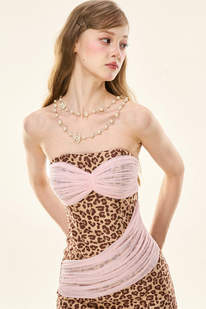 rosa Tüll-Leopardenkleid