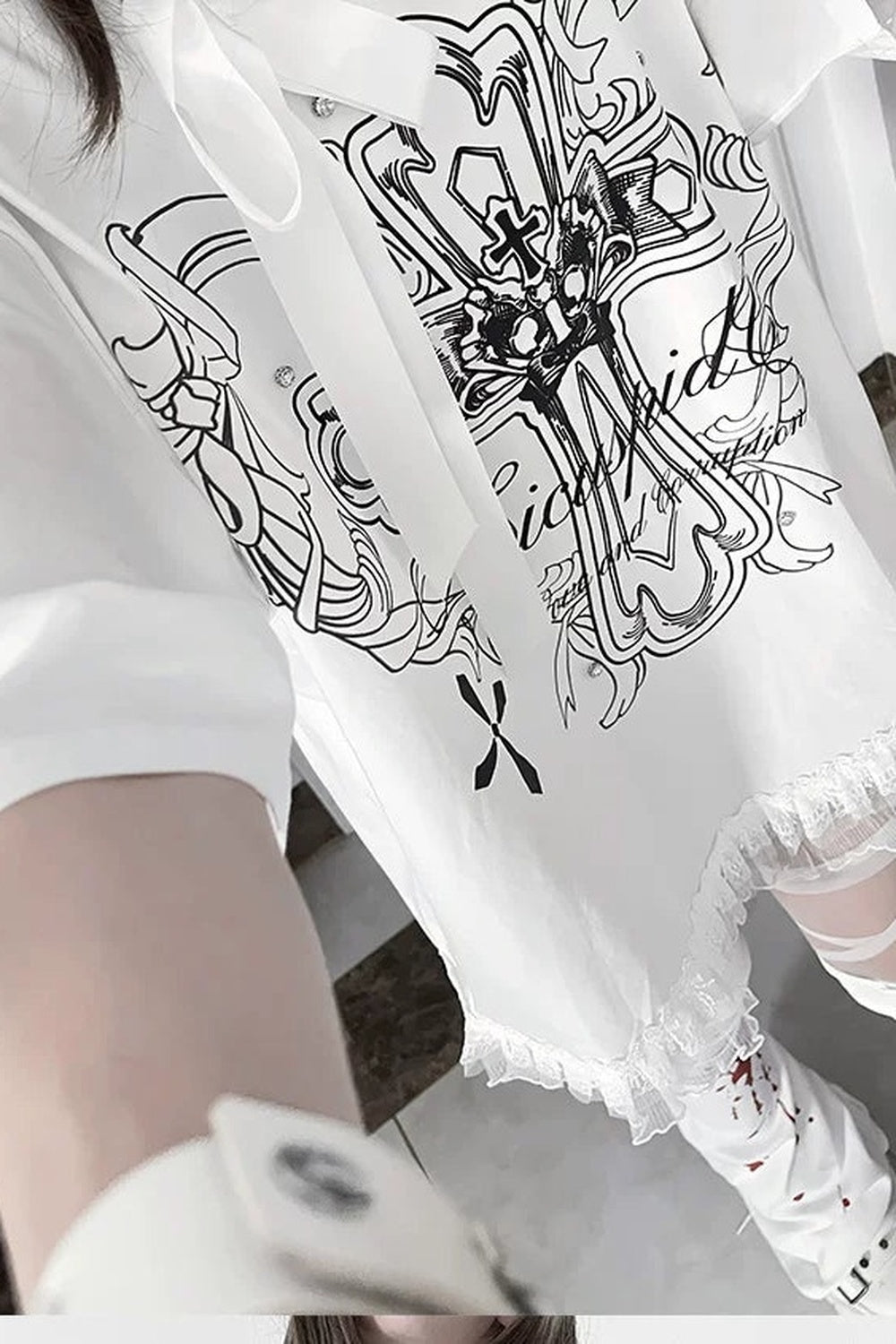Camiseta holgada de manga corta Night Blood carta de amor