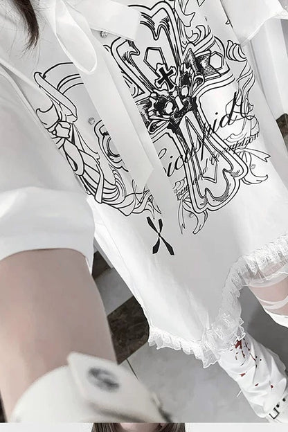 Camiseta holgada de manga corta Night Blood carta de amor