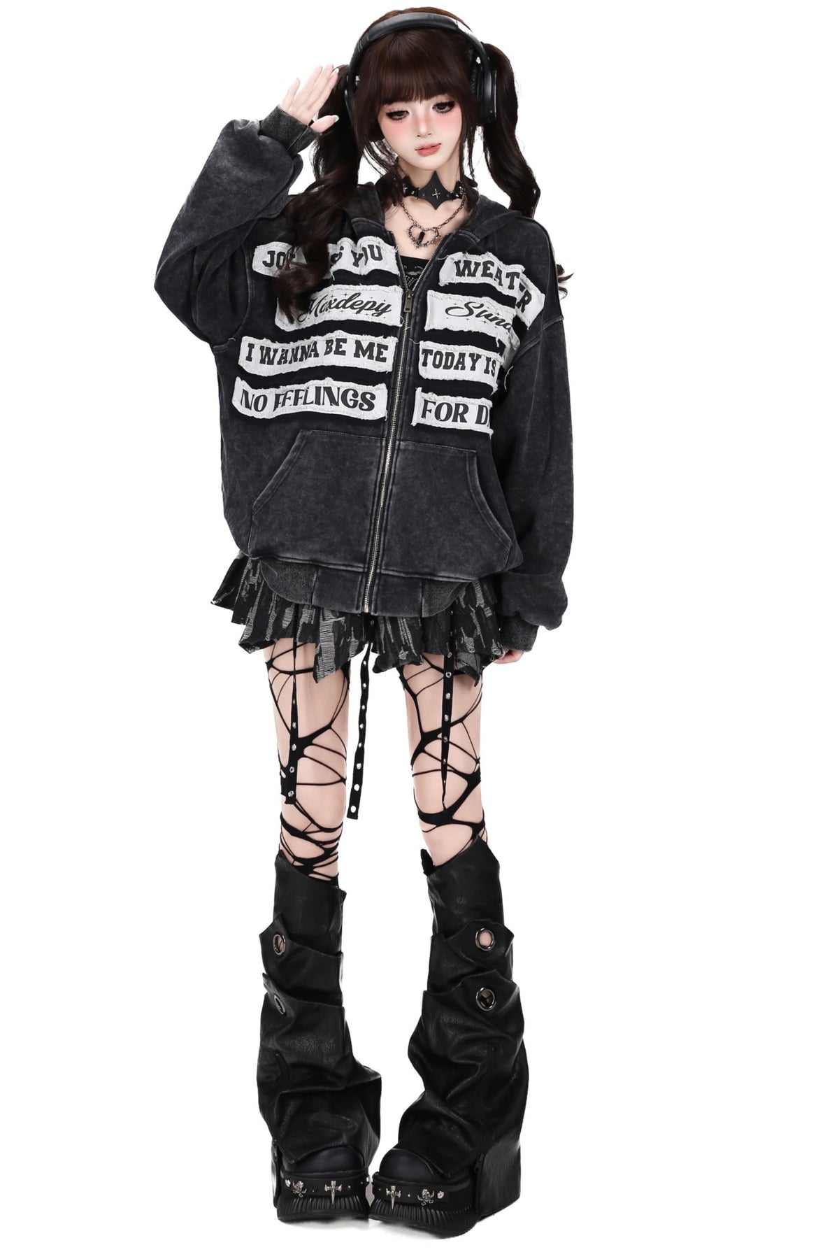 Letter Patch Hooded Jacket