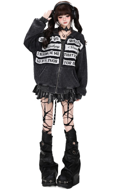 Letter Patch Hooded Jacket