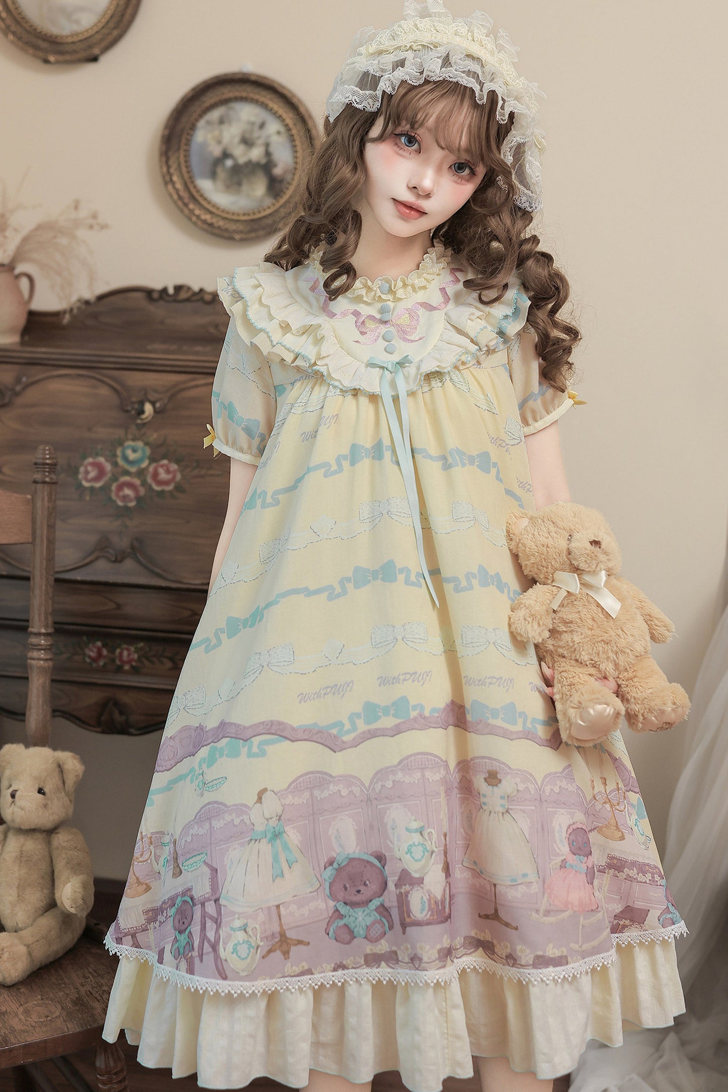 Teddy Bear Print Doll Lolita Dress