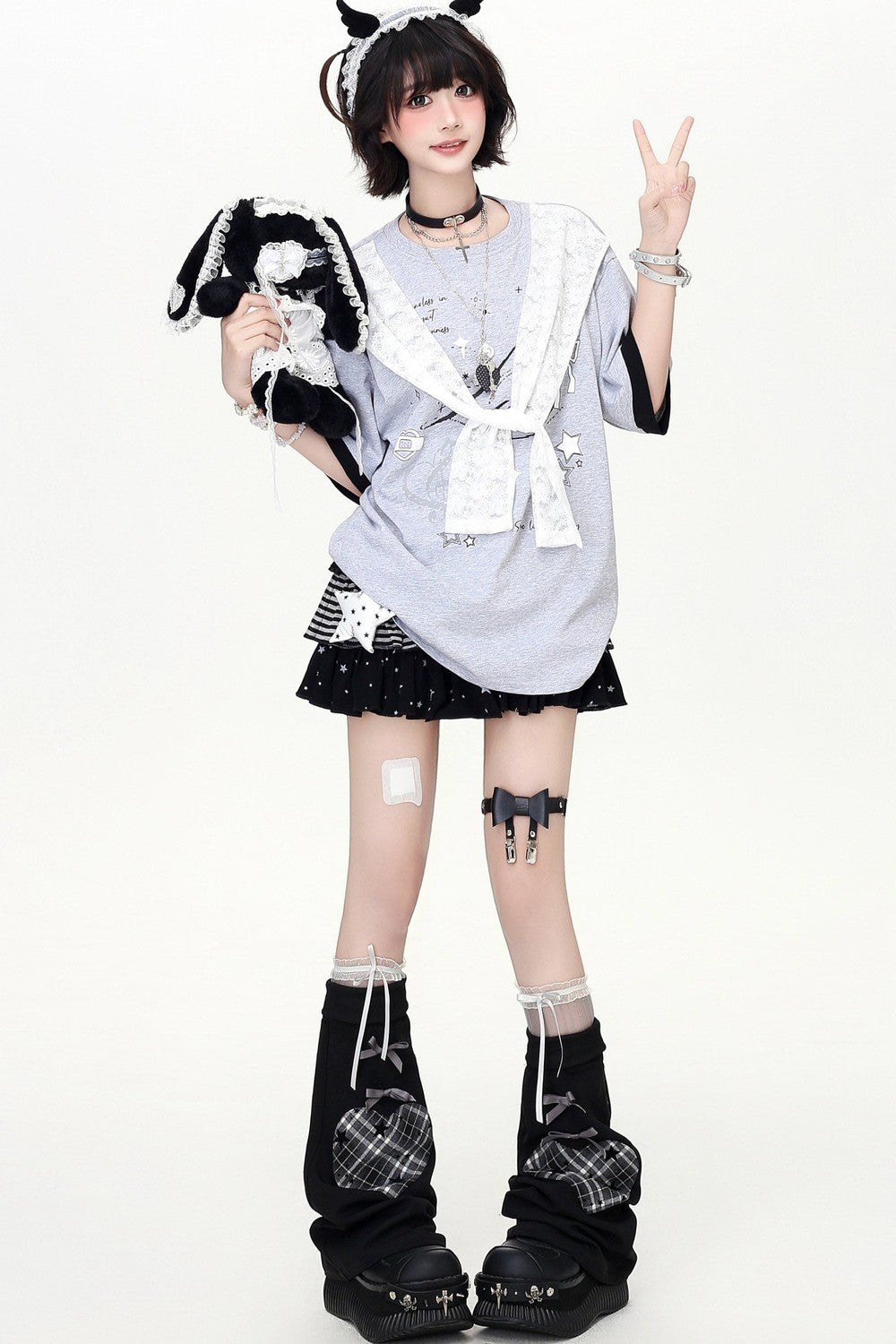 Lace Ribbon Sailor Oversized T-Shirt