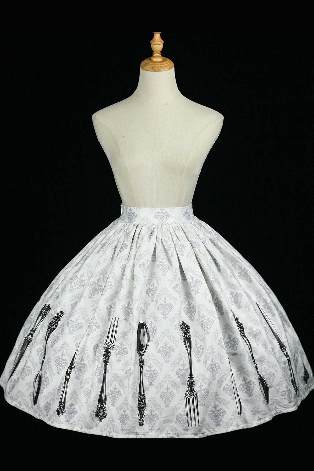 Silver Tableware Print Half-Length Skirt