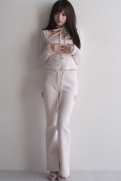 Set con top con fiocco incrociato + pantaloncini in pizzo