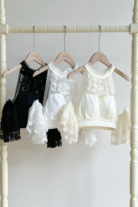 2-Way Ruffle Sleeve Top with Built-In Cups