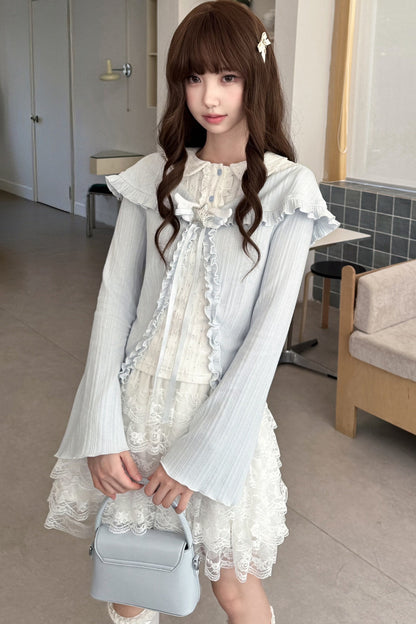 Star Candy Off-Shoulder Knit Top and Skirt Set