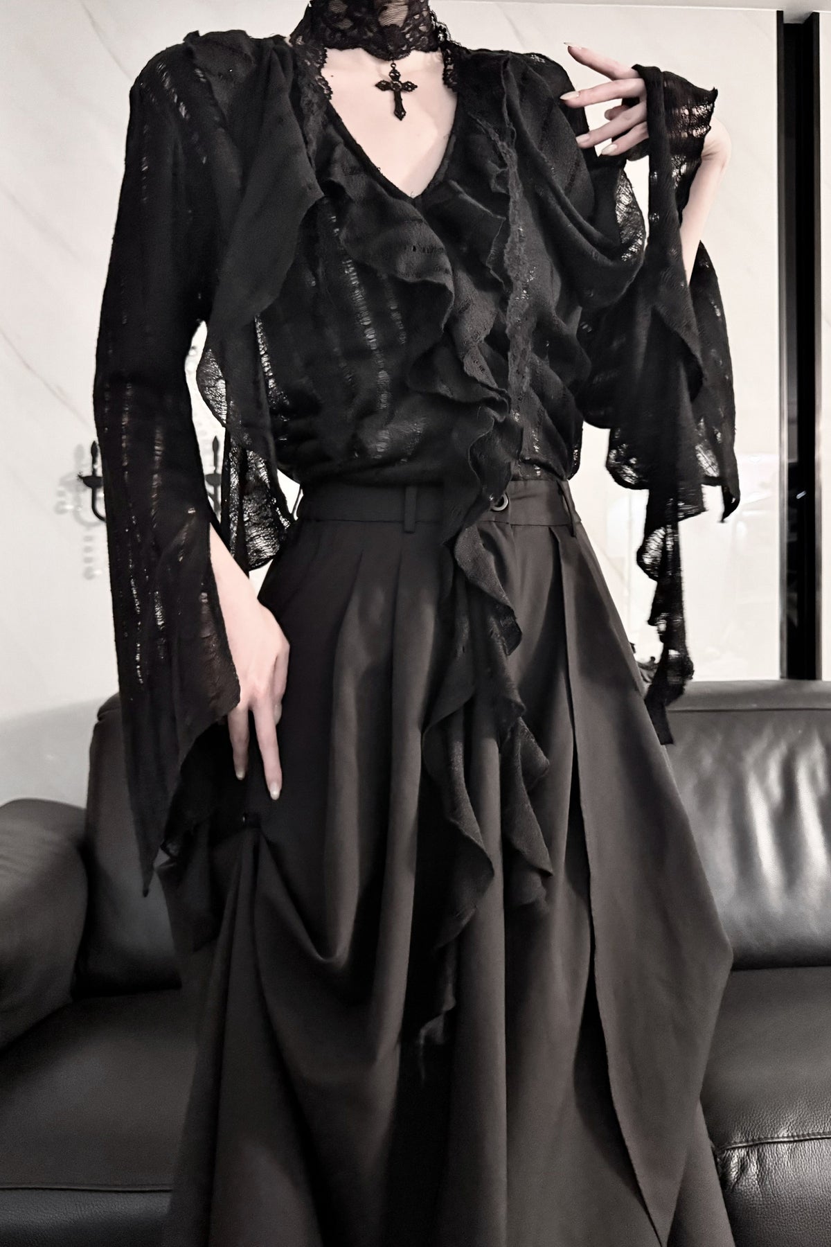 High-Waisted Wide-Leg Skirt Set