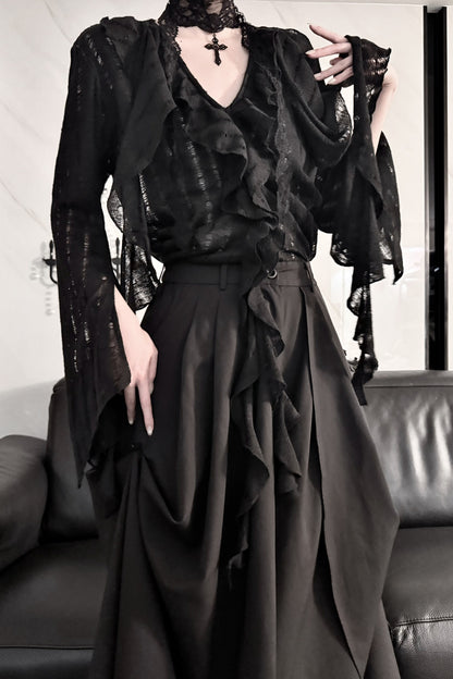 High-Waisted Wide-Leg Skirt Set