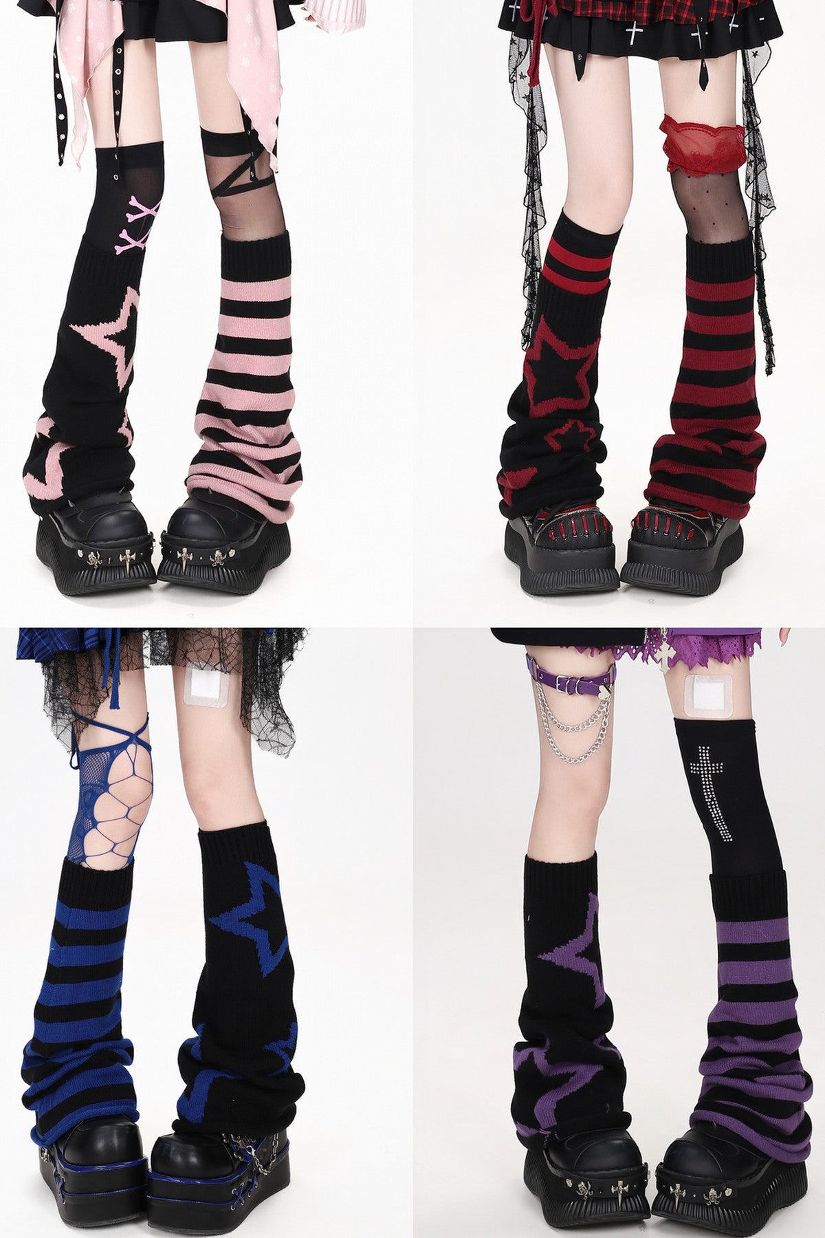 Y2K Star Striped Leg Warmers