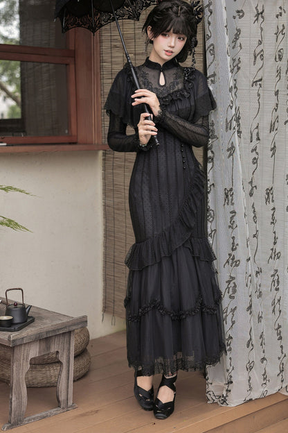 Embroidered Fishtail Qipao Dress