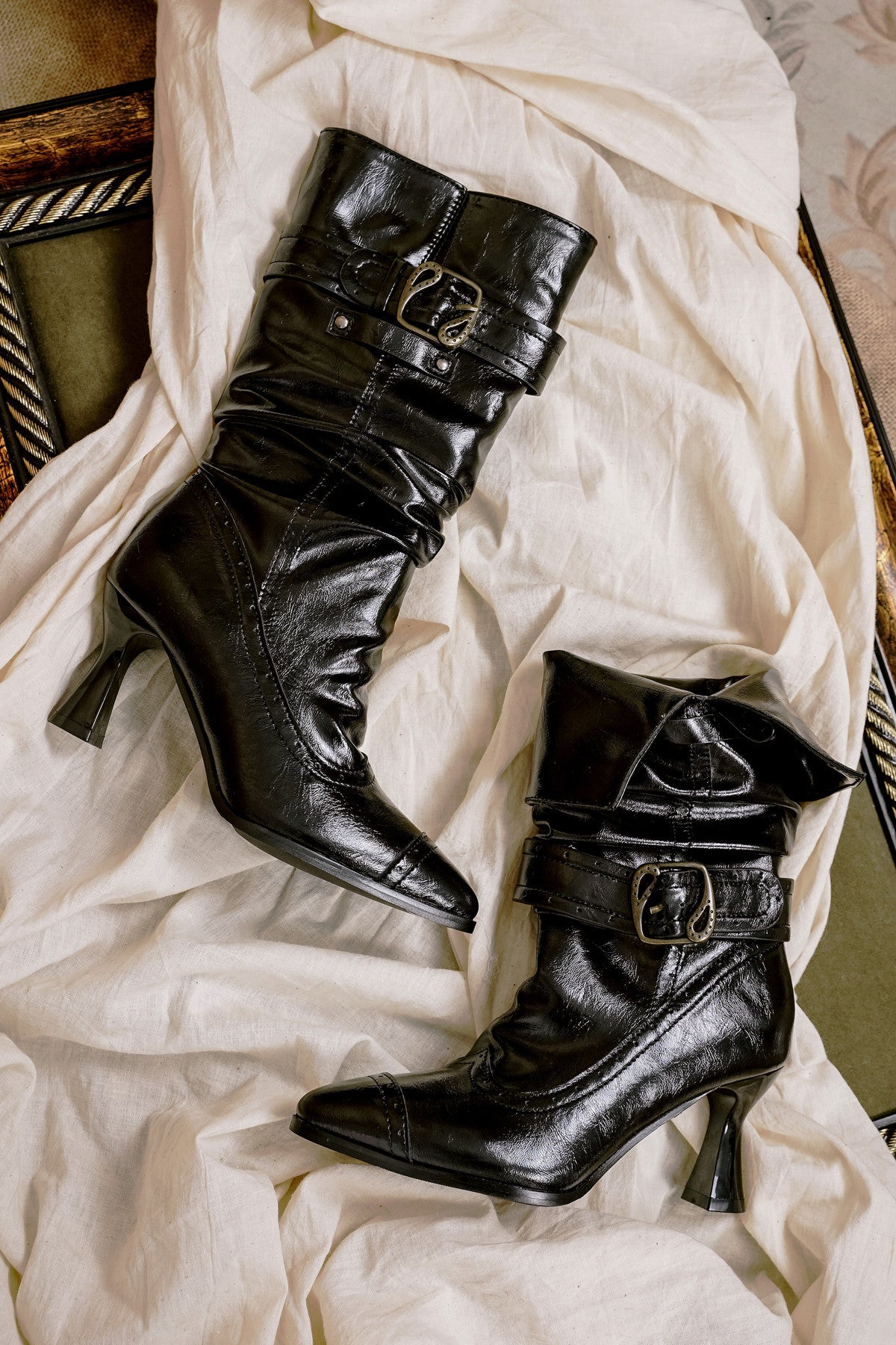 Pointed Toe High Heel Stacked Boots