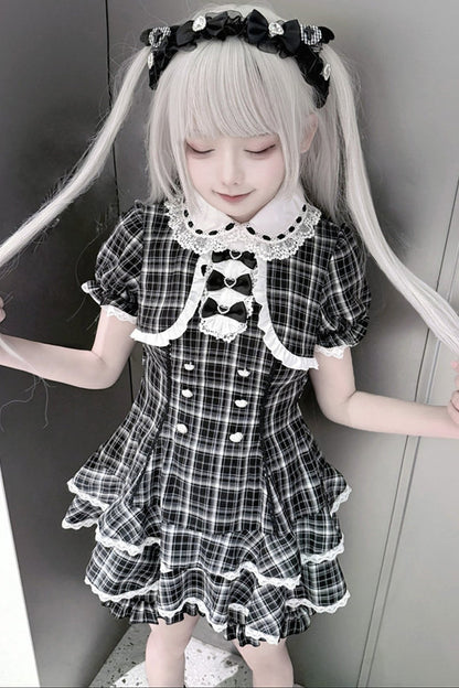 Checked Doll Jirai Kei Dress + Shorts