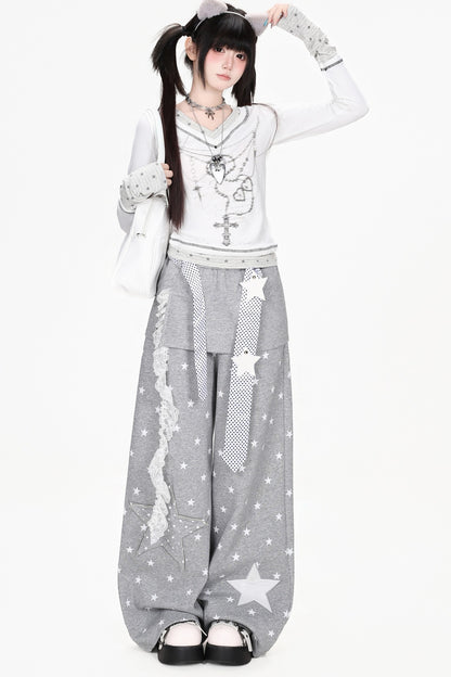 Heart Print Long Sleeve Top