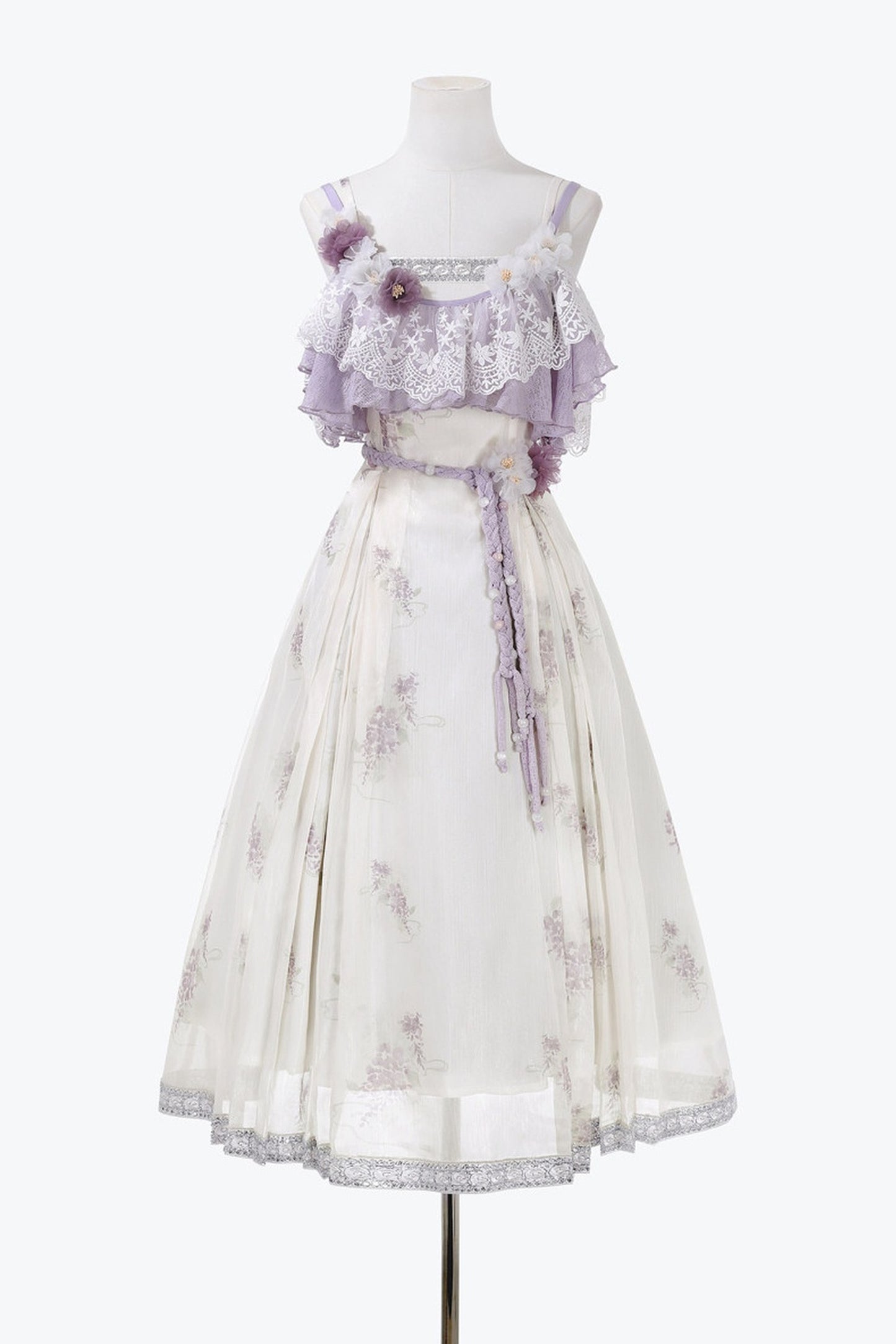 Wisteria Flower New Chinese Style Suspender Skirt and Top Set
