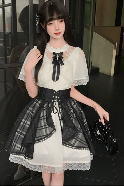 Smoothie Mocha Lace Shawl Overskirt Dress Set-Up