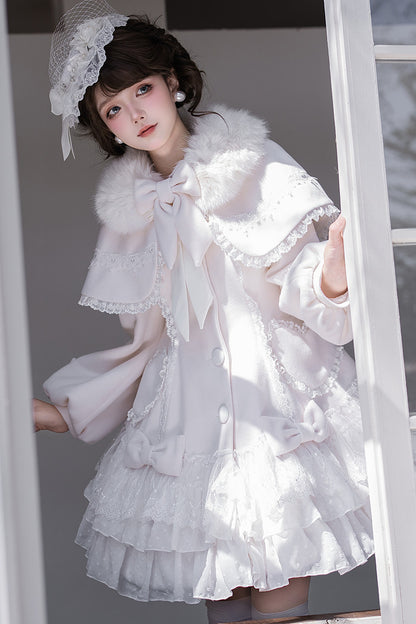 Lace Trim Bowknot Lolita Coat
