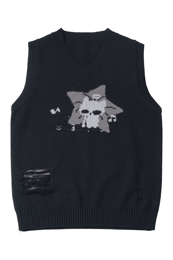 Interstellar Roaming Knit Sweater Vest With Tie and Pants Set-Up