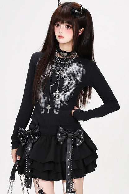 Midnight Rebel Bow Mini Skirt