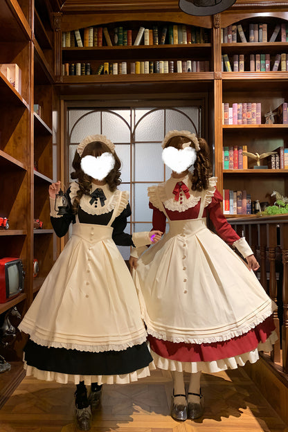 Robe tablier de soubrette à col montant