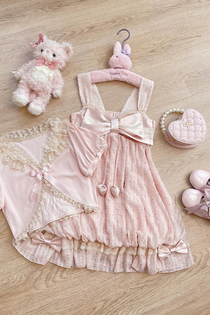 [Pre-order Deadline: May 29] Romantic Fairy Pink Lace Ribbon Cardigan