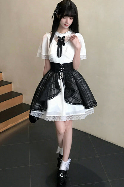 Smoothie Mocha Lace Shawl Overskirt Dress Set-Up